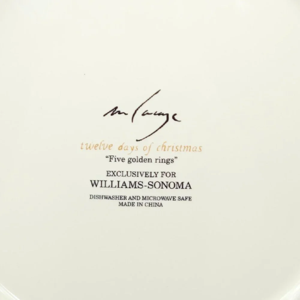 Williams Sonoma 12 Day's of Christmas Salad Plate - Five Golden Rings
